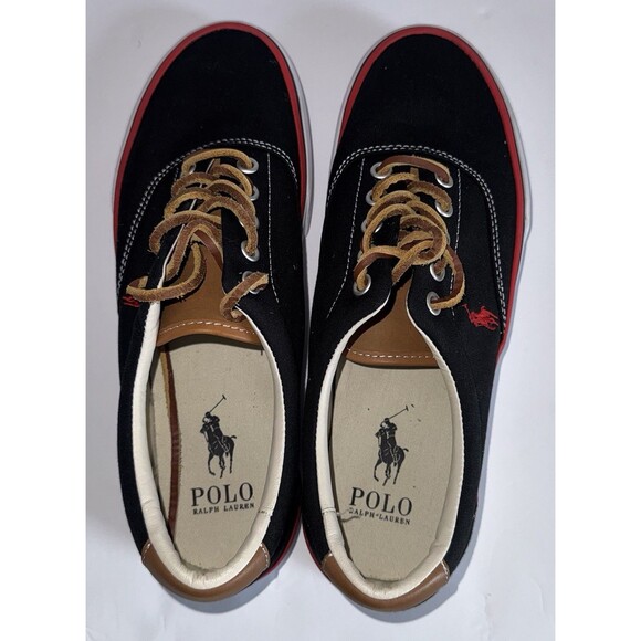 Polo Ralph Lauren Keaton-Pony Men\'s Canvas Sneakers - Black/Red  - Men\'s 8.5 main image 2